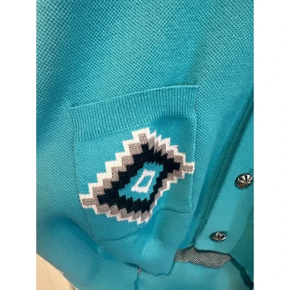Western cowgirl Sterling Kreek Turquoise Aztec Cardigan Sweater Women's XL boho - Picture 3 of 9